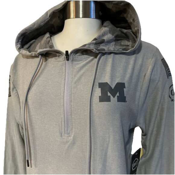 NEW Michigan Wolverines Colosseum OHT Gray Hooded 1/4 Zip LS Shirt Women's M - Picture 3 of 10